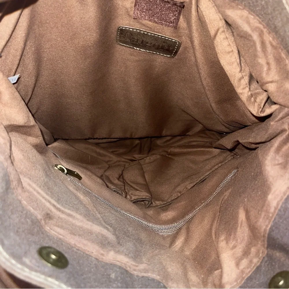 Sun Sand Cargoit Lennox Flap Fold Over Canvas Leather Backpack Buckle Rucksack